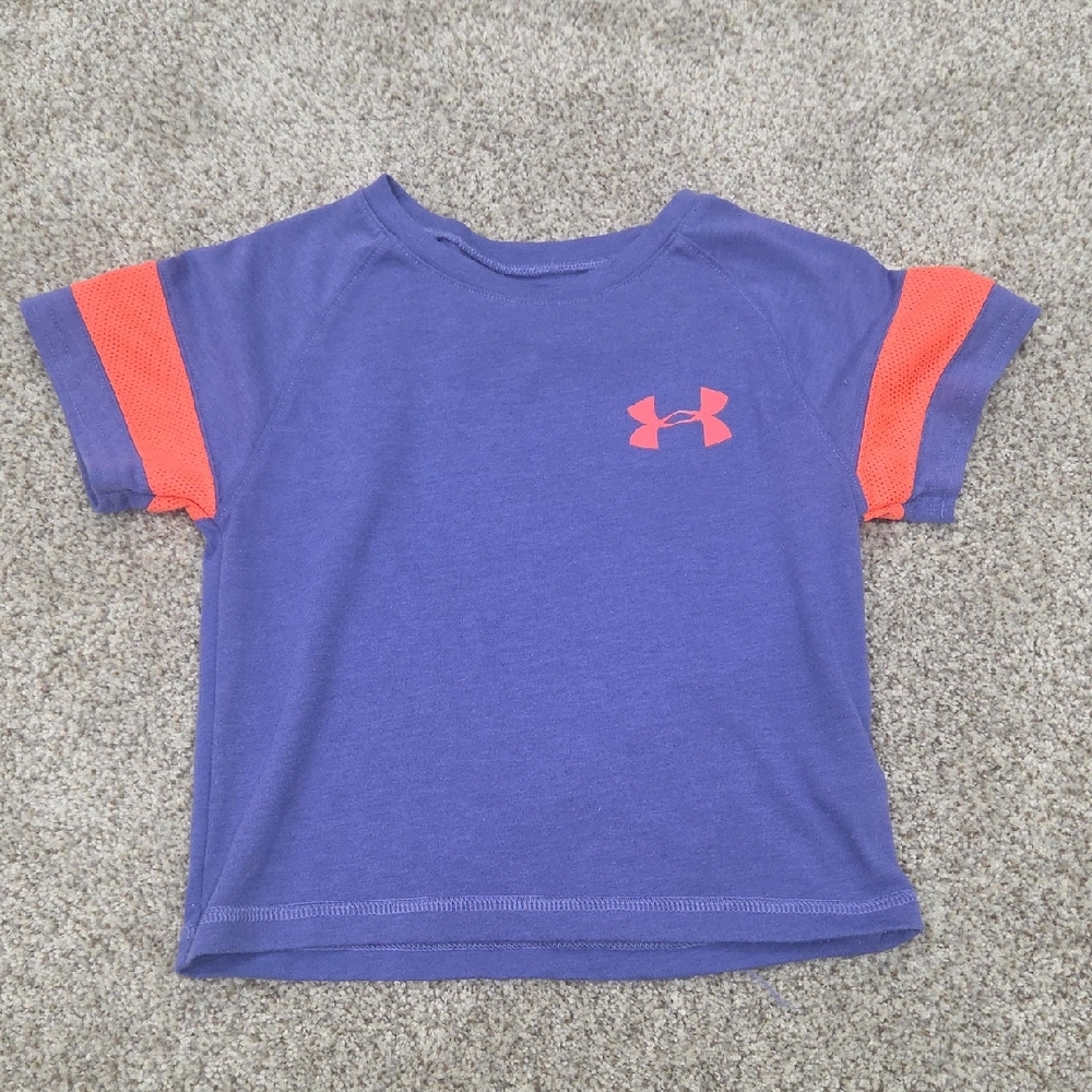 Under Armour Kids Tee in Purple with Orange Accents